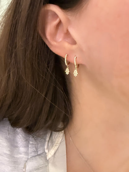 Petite Hamsa Diamond Dangle Earrings