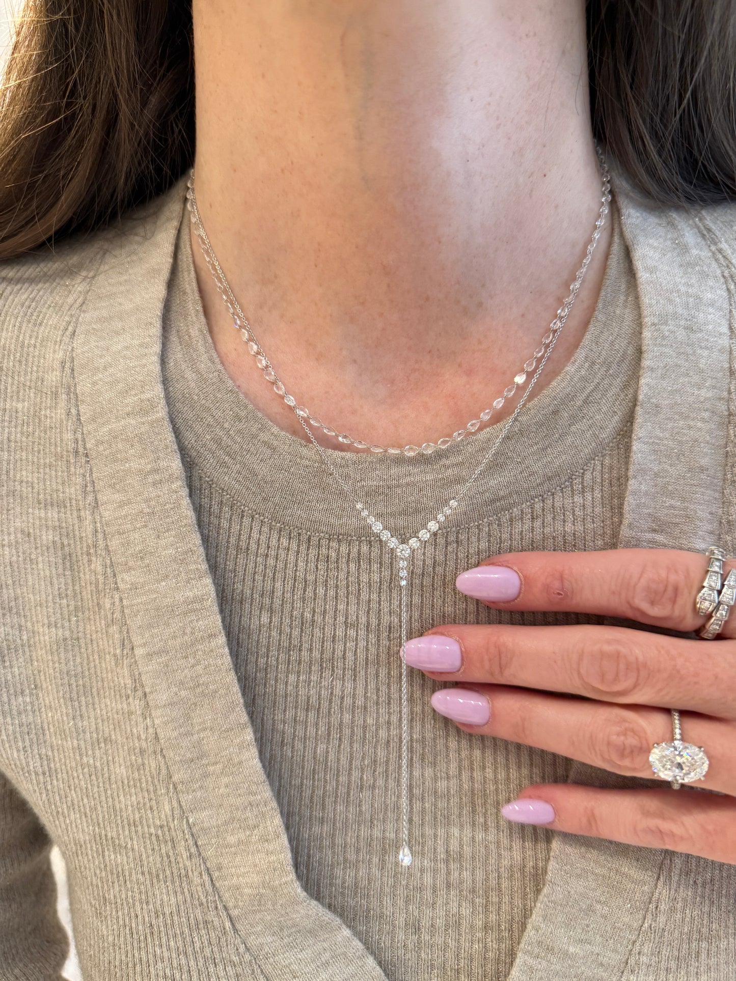 Diamond Lariat Floating Necklace