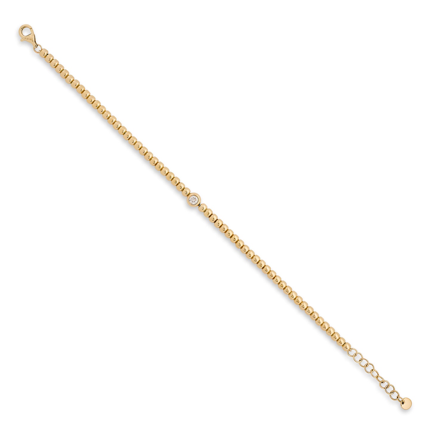 Diamond Solid Gold Bead Bracelet