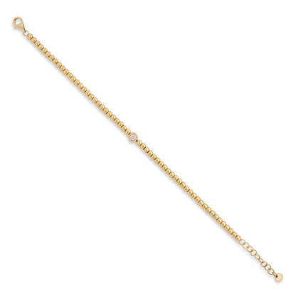 Diamond Solid Gold Bead Bracelet