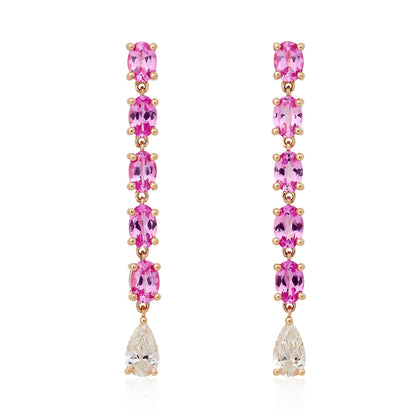 Pink Sapphire and Diamond Drop Earrings