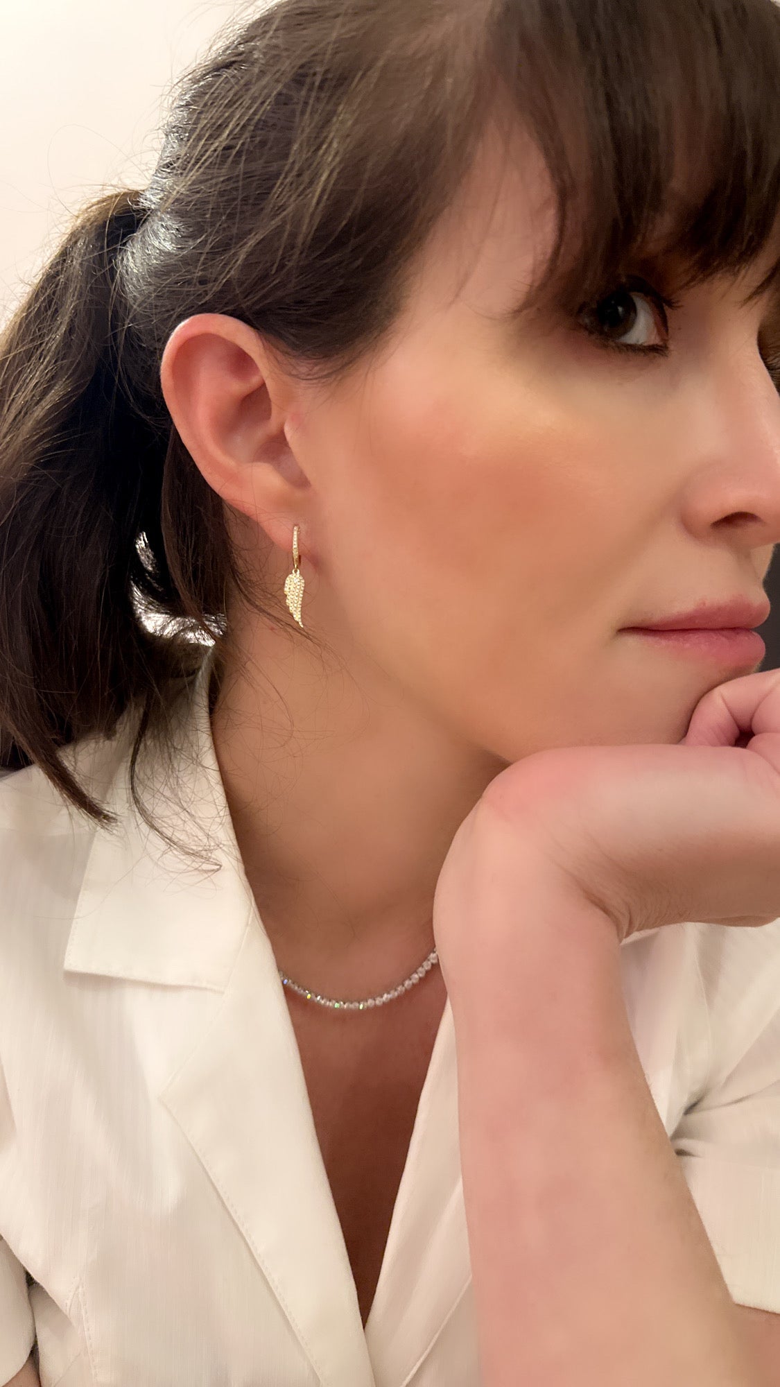 Petite All Diamond Angel Wing Earrings