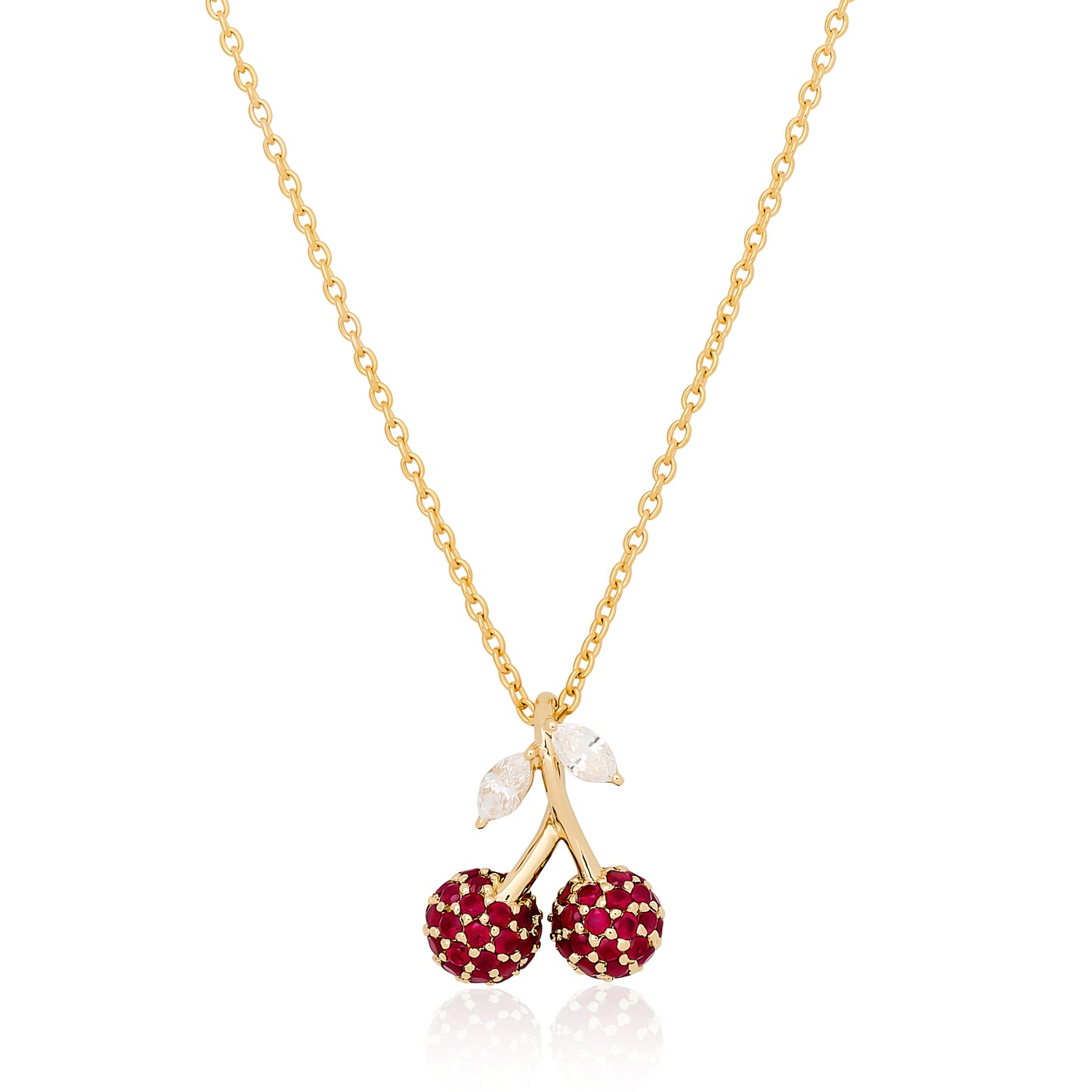 Petite Ruby and Diamond Cherry Pendant