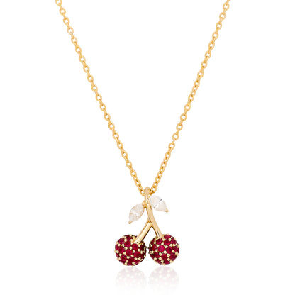 Petite Ruby and Diamond Cherry Pendant