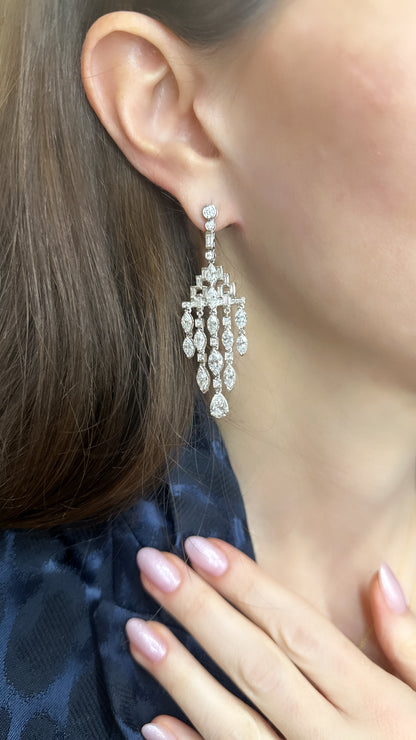 Chandelier Deco Style Diamond Earrings