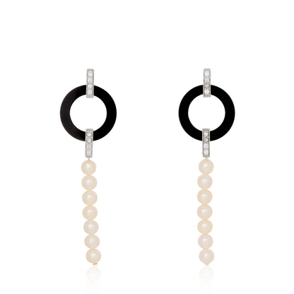 Freshwater Pearl Diamond Agate Earrings
