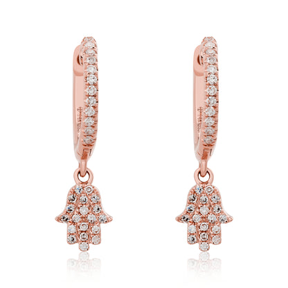 Petite Hamsa Diamond Dangle Earrings