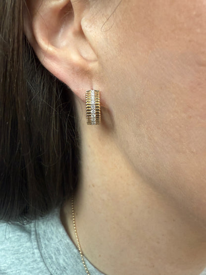 Diamond Fluted Hoop Earrings