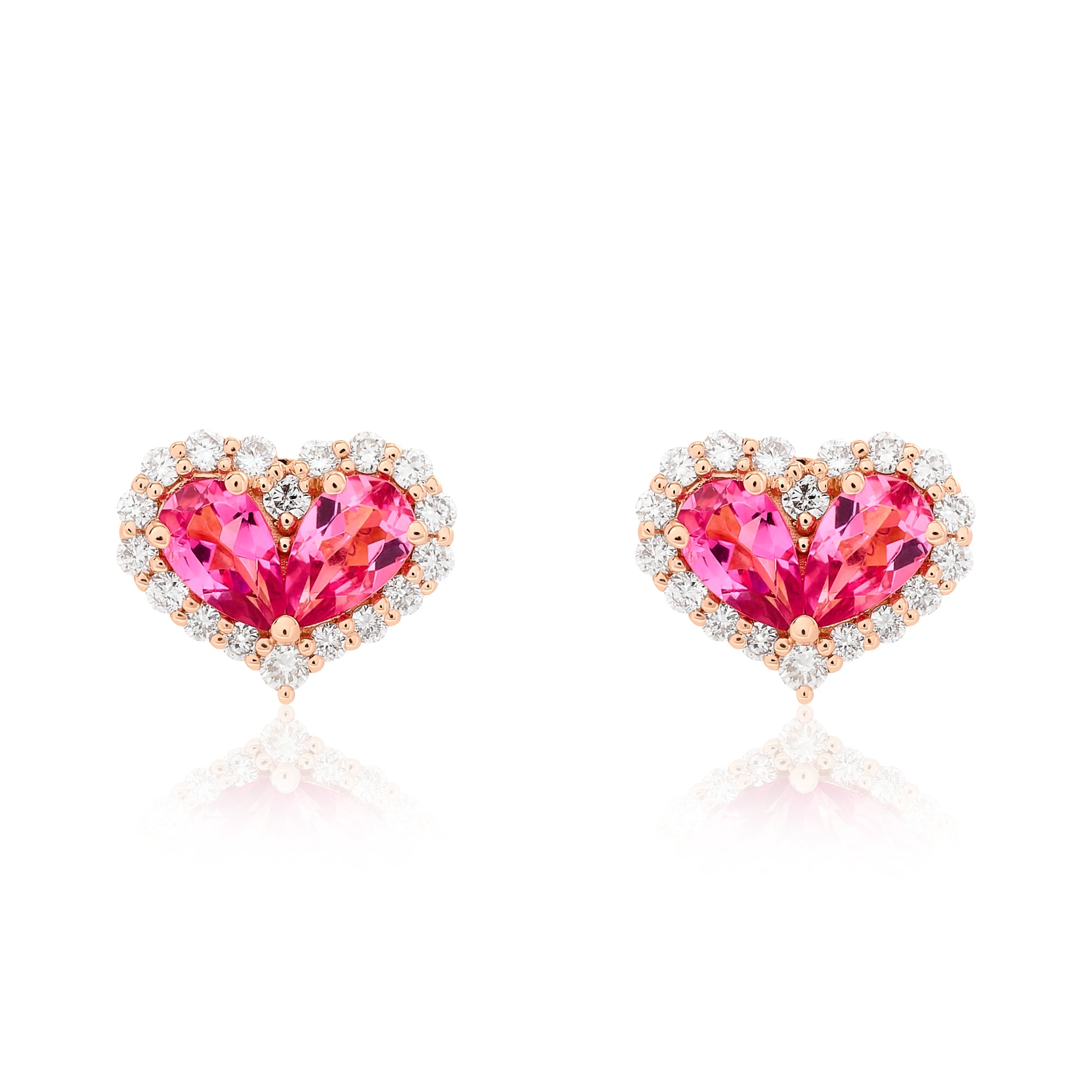 Pink diamond heart earrings sales