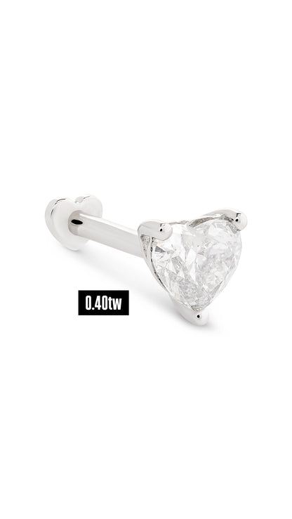 Diamond Flat back Heart Stud Earring