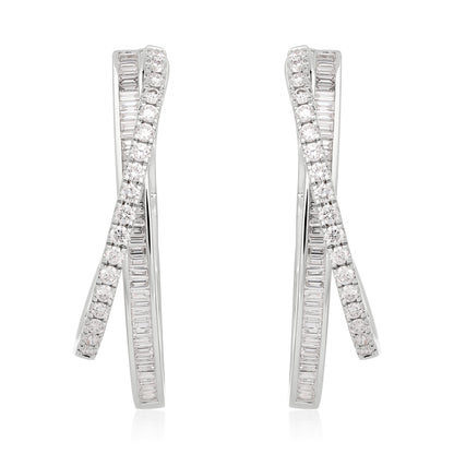 Diamond Criss Cross Hoop Earrings