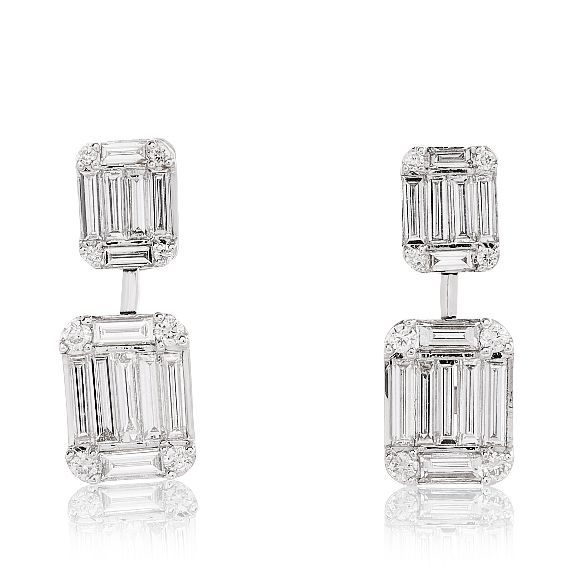 Double Illusion Diamond Hanging Earrings