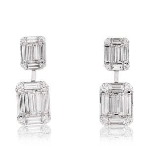 Double Illusion Diamond Hanging Earrings