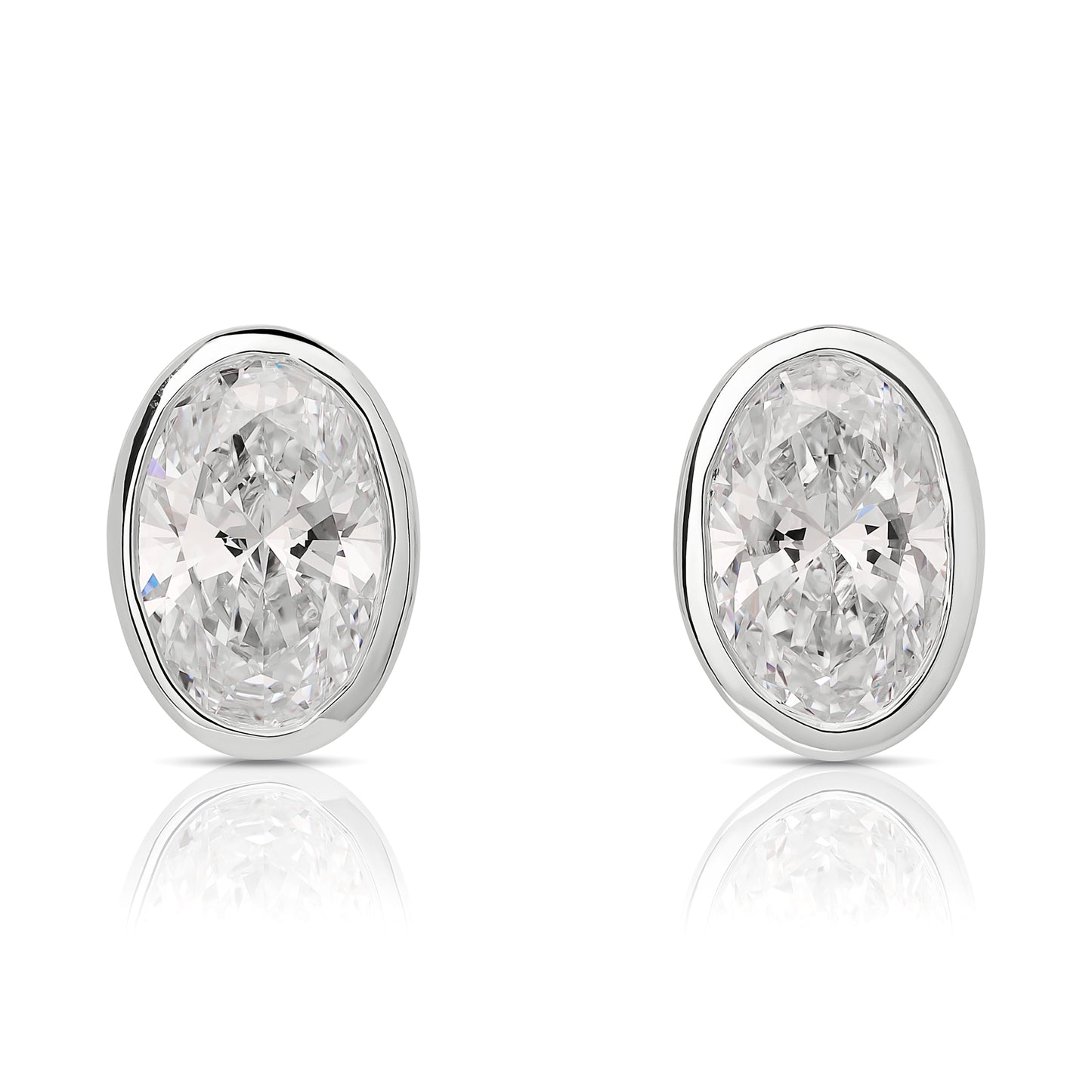 Lab Grown Diamond Oval Bezel Set Stud Earrings