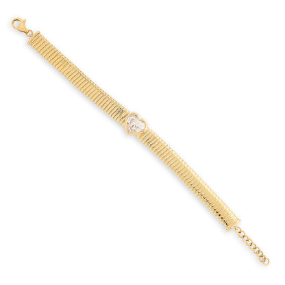 Lab Heart Shape Diamond Tubogas Bracelet.