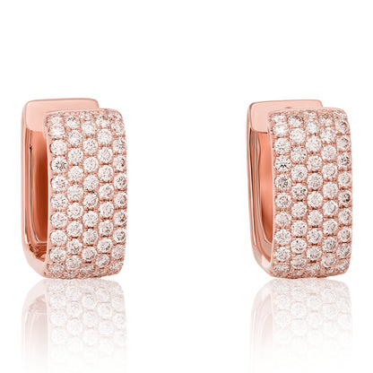 Five Row Diamond Rectangular Hoop Earrings