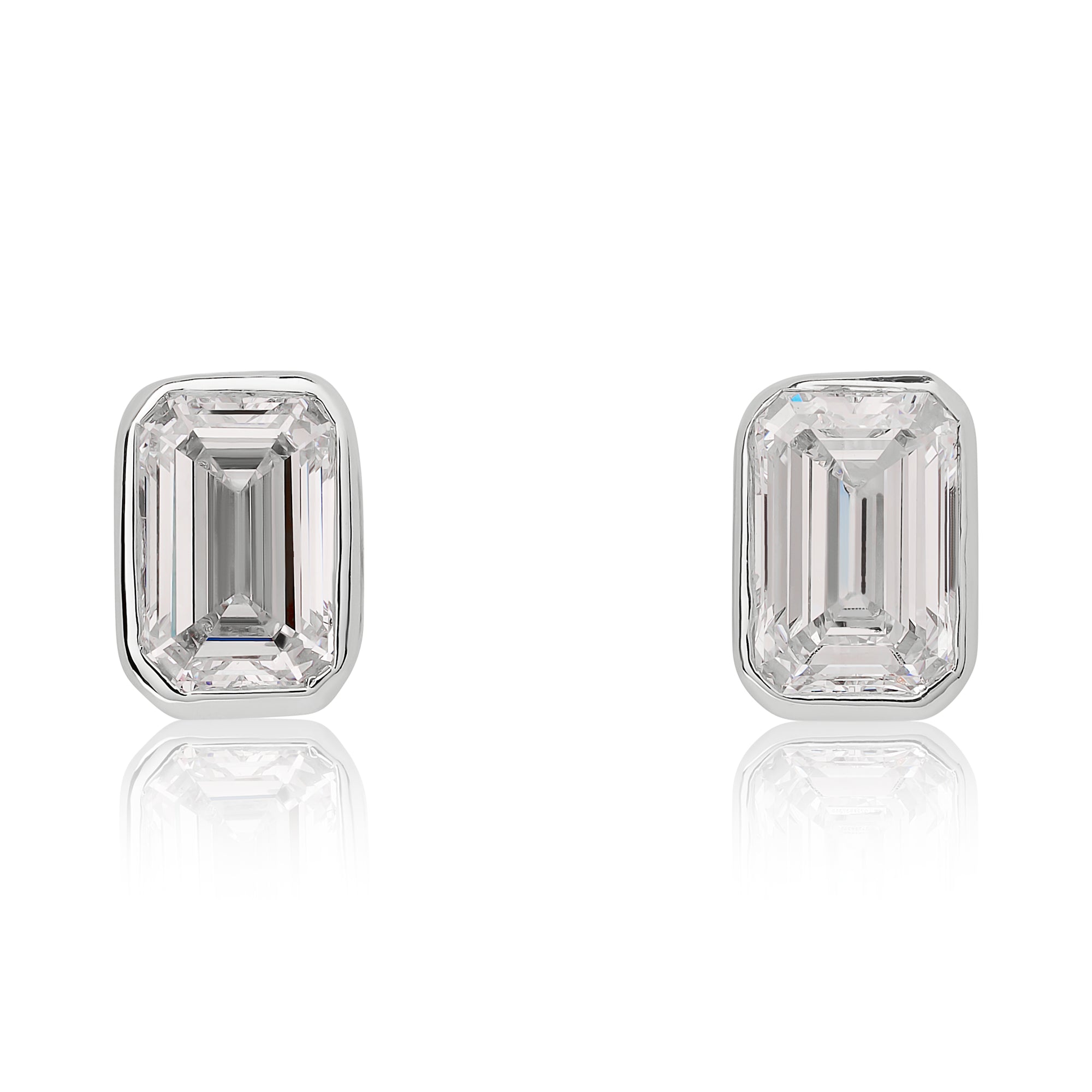 Lab Grown Bezel Set Emerald Cut Diamond Stud Earrings – Nicole