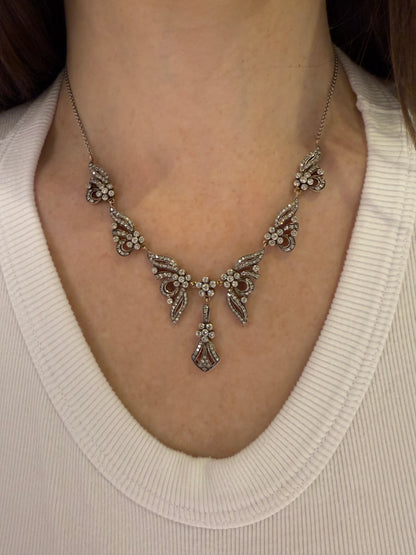 Estate Yellow Gold and Silver Antique Necklace