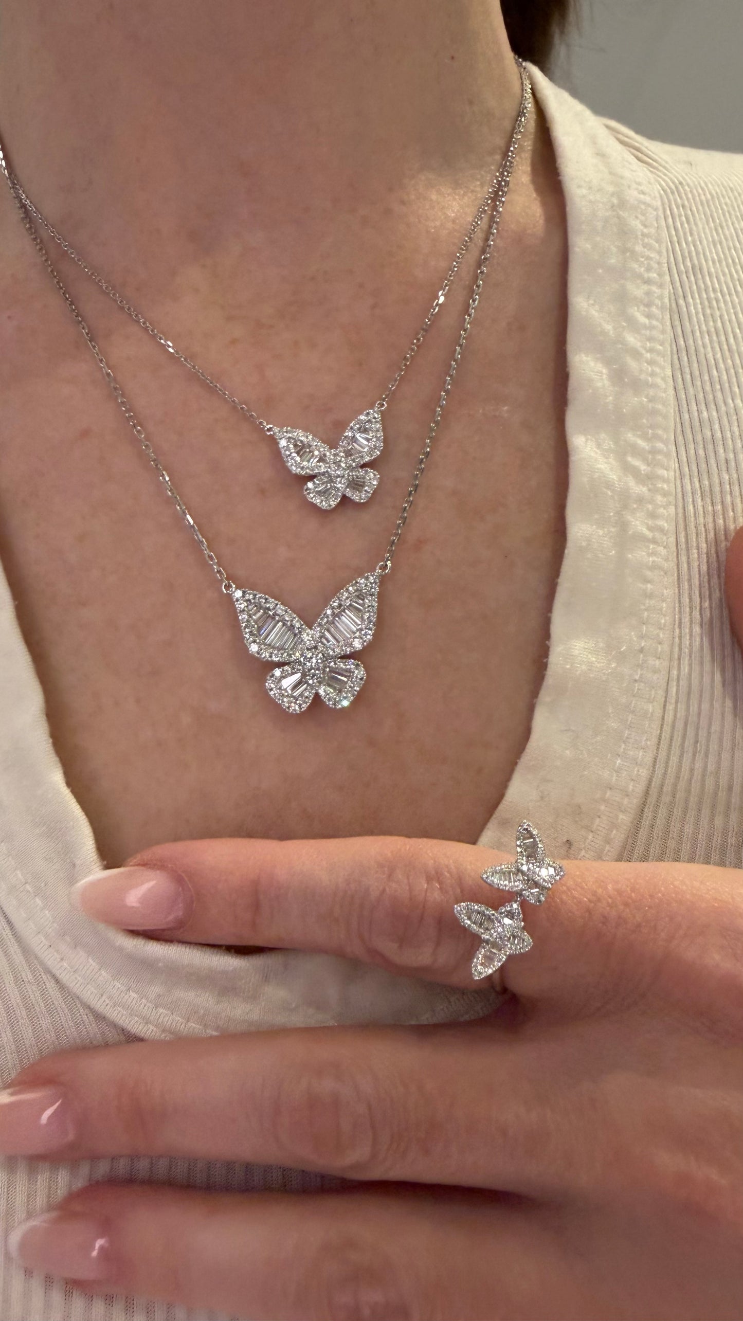 Two Petite Diamond Butterfly Ring