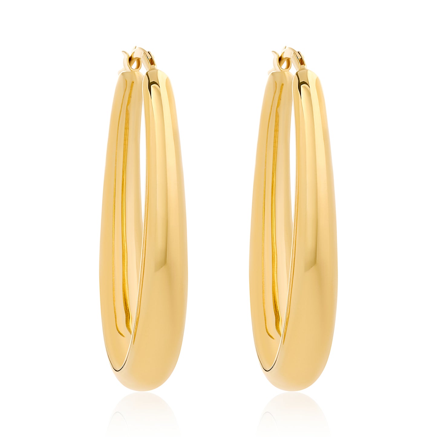 Elongated Oval Hoop Earrings