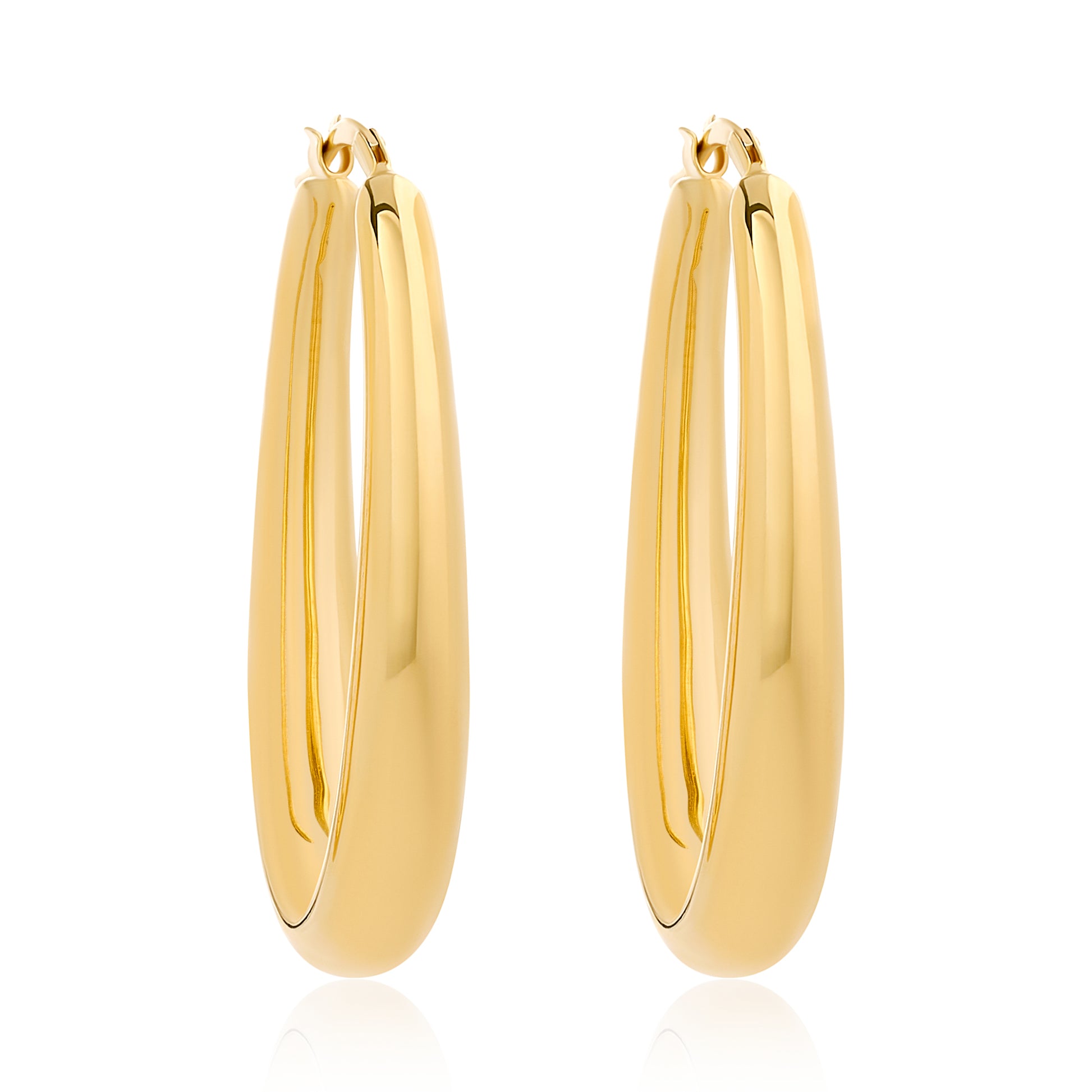 Elongated Oval Hoop Earrings