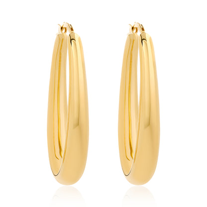 Elongated Oval Hoop Earrings