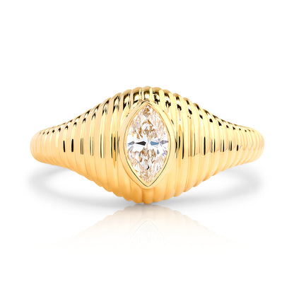Fluted Marquise Diamond Ring