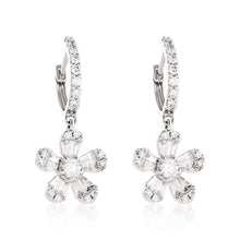 Load image into Gallery viewer, Diamond Flower Hanging Earrings