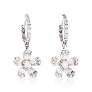Diamond Flower Hanging Earrings