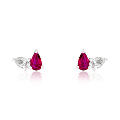 Toi Et Moi Diamond and Tourmaline Birthstone Stud Earrings