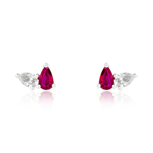 Toi Et Moi Diamond and Tourmaline Birthstone Stud Earrings