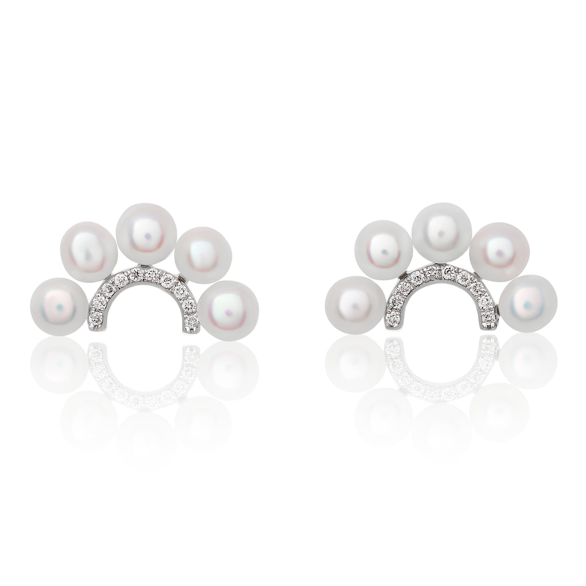 Children’s Pearl and Diamond Crescent Moon Earrings