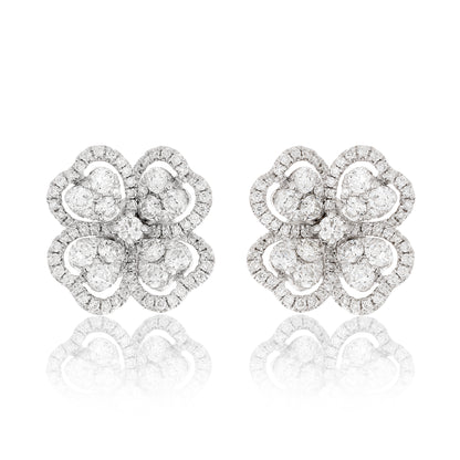 Diamond Heart Clover Earrings