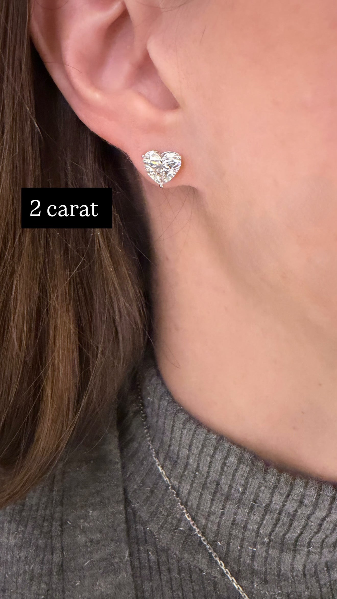 Lab Grown Heart Diamond Stud Earrings