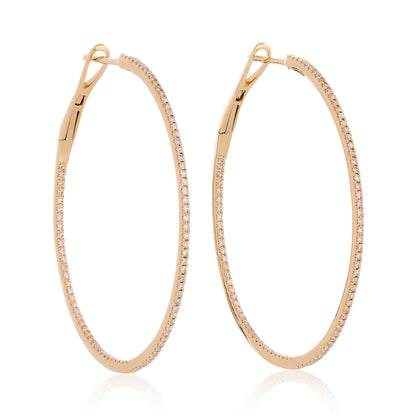 Nikki K Diamond Hoop Earrings - Pink