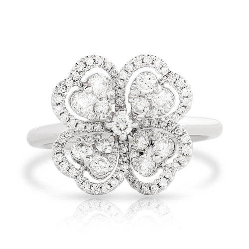 Diamond Heart and Clover Ring