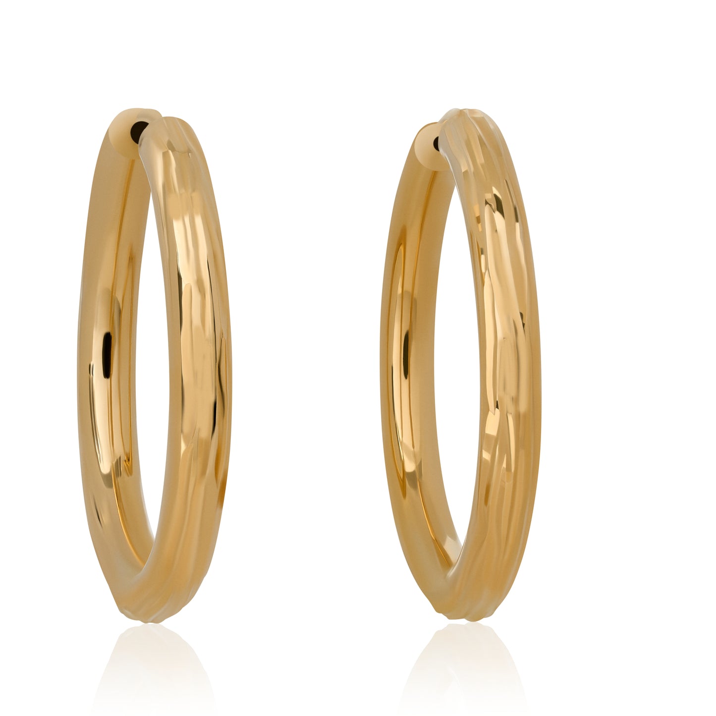Etched Yellow Gold Hoop Earrings