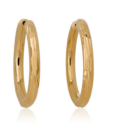 Etched Yellow Gold Hoop Earrings