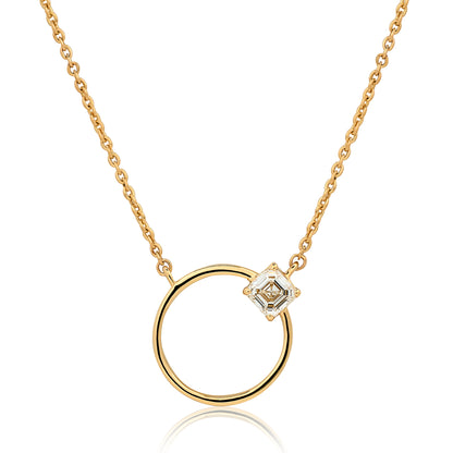 Open Circle Square Cut Diamond Pendant