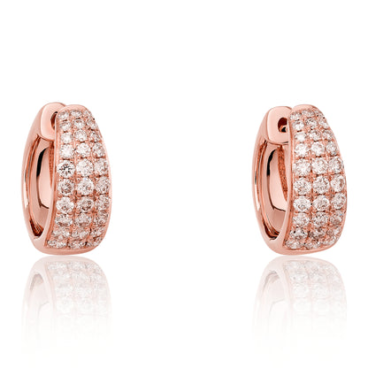 Graduating Pave Diamond Hoop Earrings