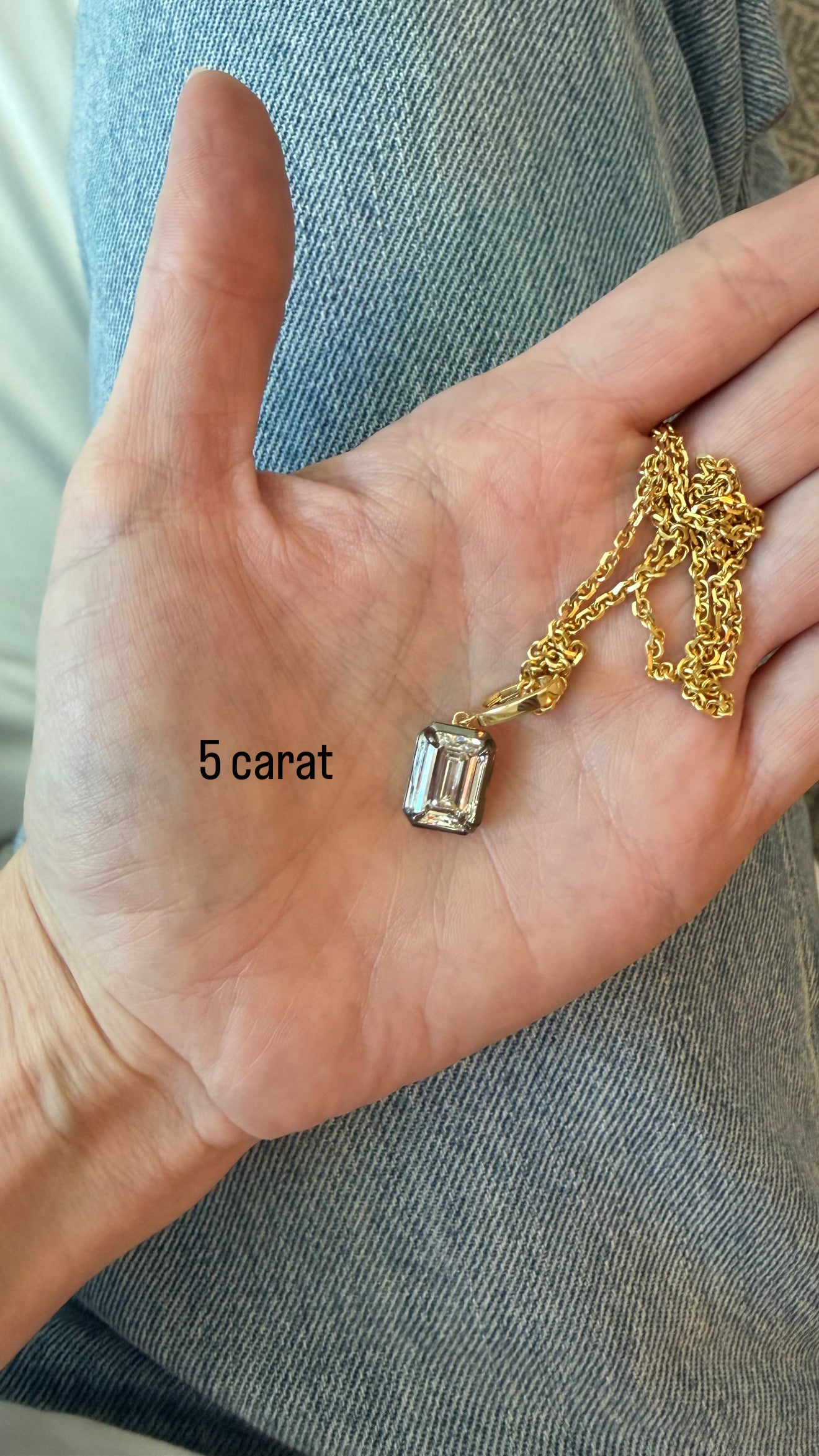 Lab Diamond Emerald Cut Button Back Pendant