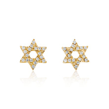Load image into Gallery viewer, Petite Diamond Star of David Stud Earrings - Yellow