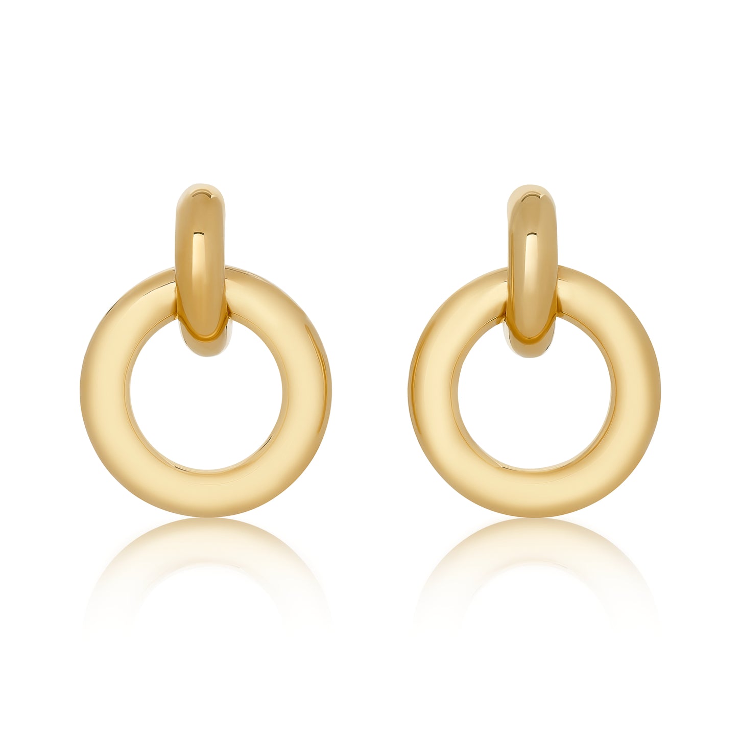 Gold Hoop Earrings with Dangle Ring