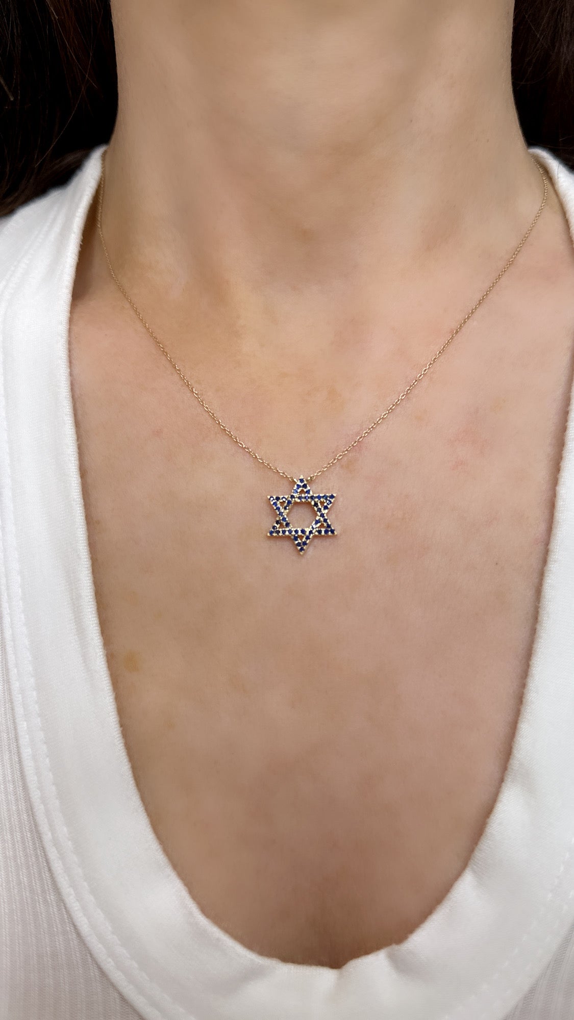 Petite Sapphire Star of David Pendant