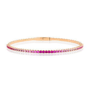 Pink Sapphire and Diamond Ombre Tennis Bracelet in Yellow Gold