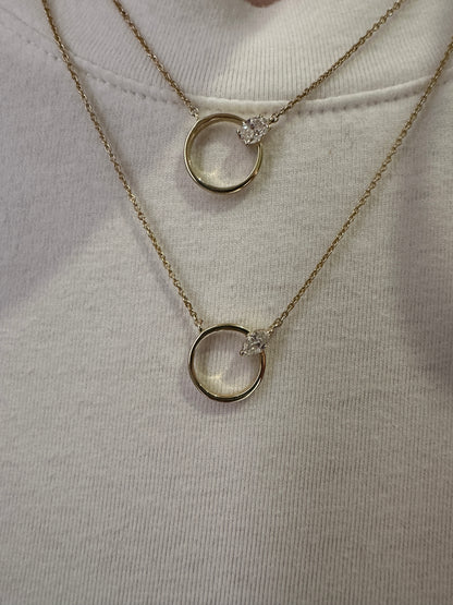 Open Circle Marquise Diamond Pendant