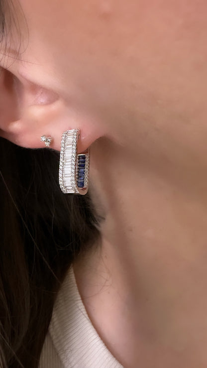 Sapphire and Diamond Hoop Earrings