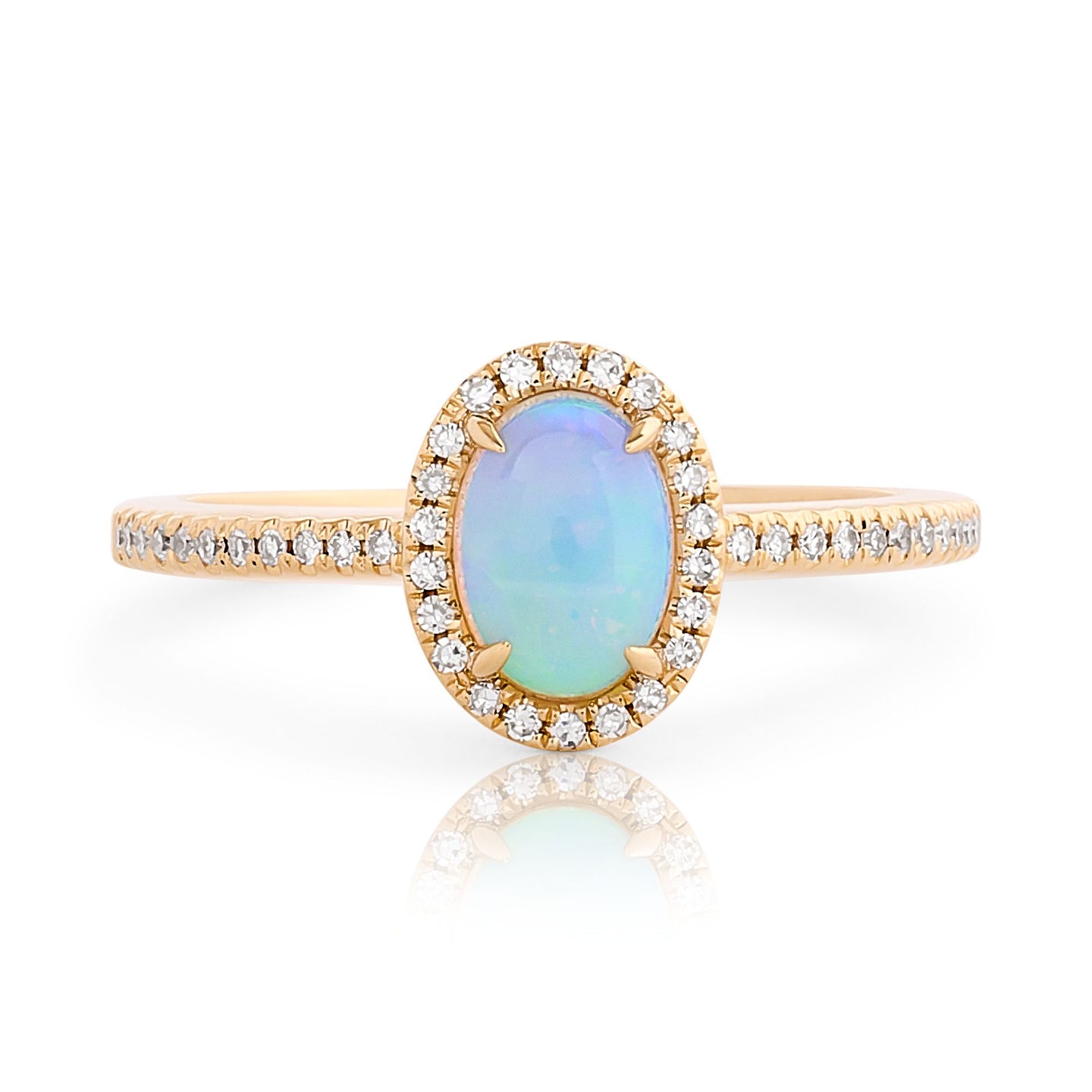 Oval Opal and Diamond Halo Ring