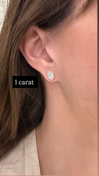 Lab Grown Oval Shape Diamond Stud Earrings