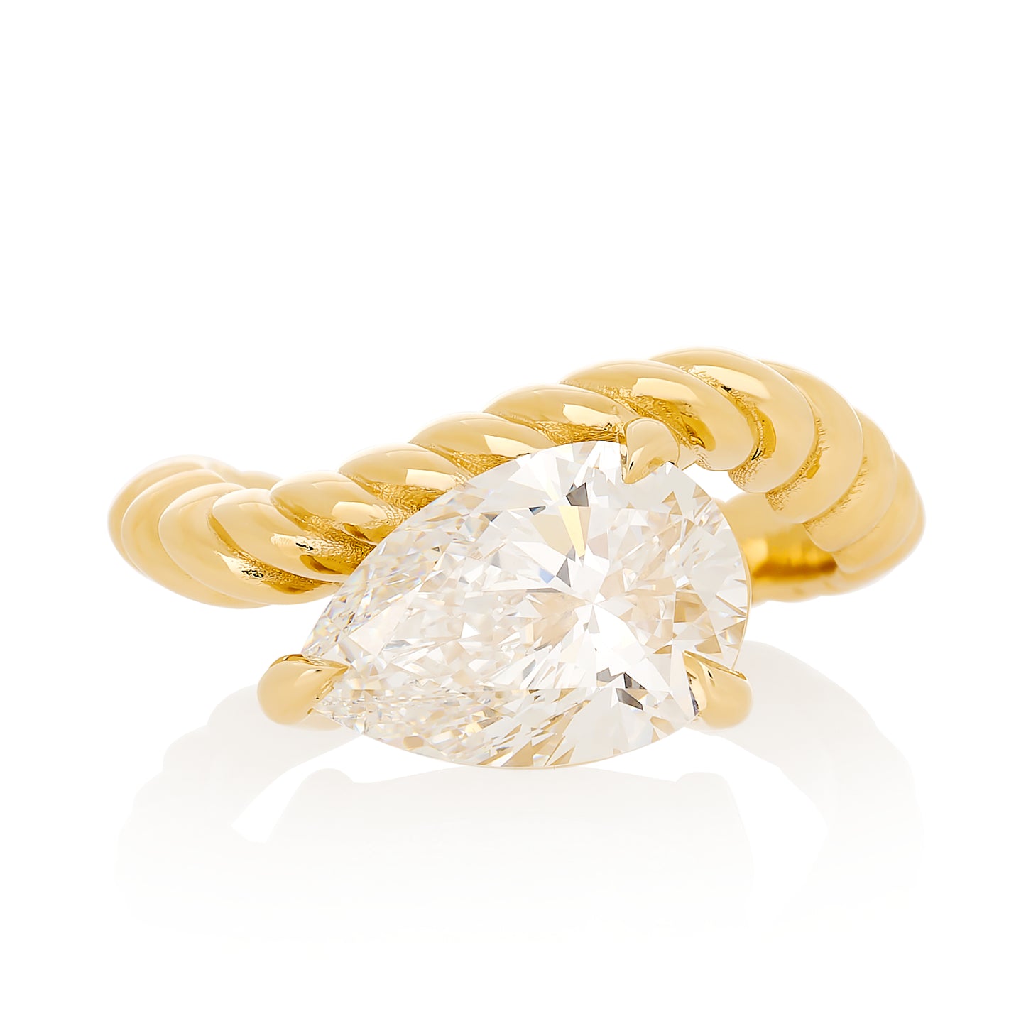 Wavy Lab Pear Diamond Ring
